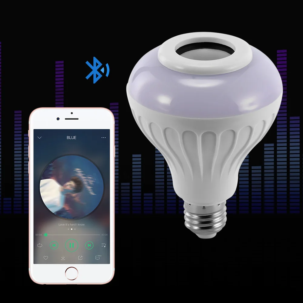 E27 Беспроводной Bluetooth Динамик 12 Вт RGB лампа светодиодный светильник 110 В 220 умный