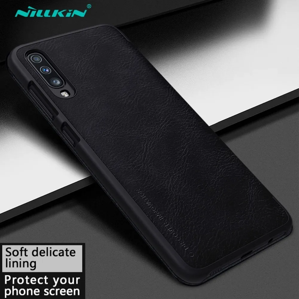 Black Для samsung Galaxy A70 чехол для телефона Nillkin Qin Флип кожаный чехол s чехол для samsung A70 Чехол кошелек чехол - Цвет: Black