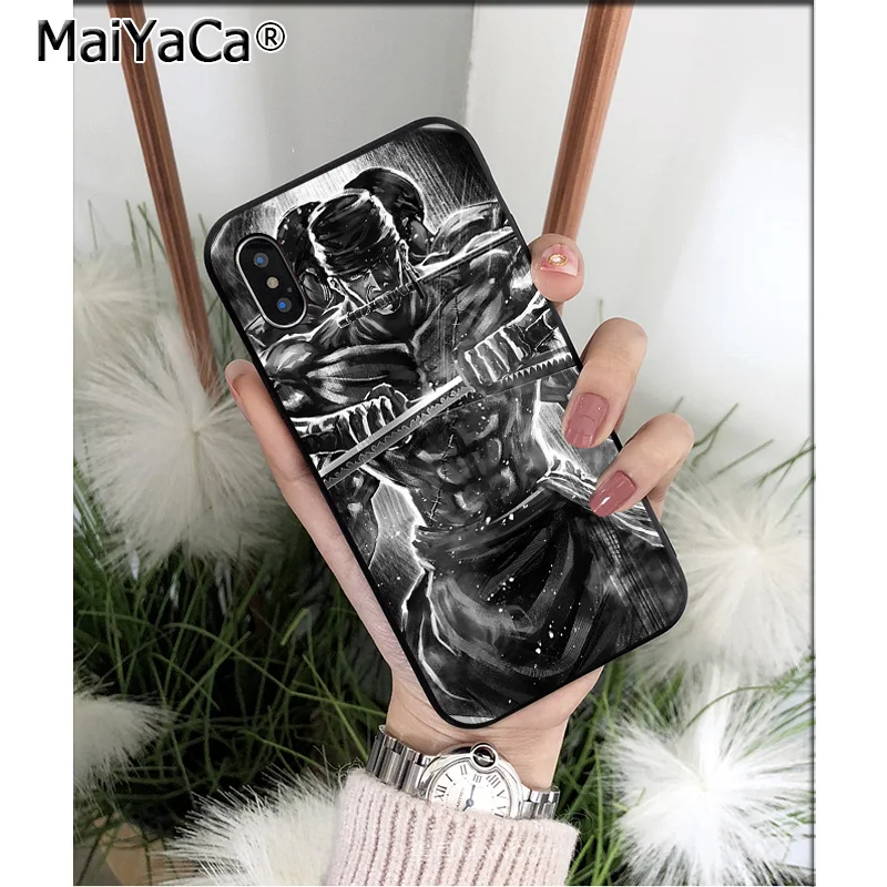 A6 MaiYaCa one piece Monkey D Луффи Зоро ТПУ мягкий черный чехол для телефона iPhone X XS MAX 6 6S 7 7plus 8 8Plus 5 5S XR - Цвет: A6