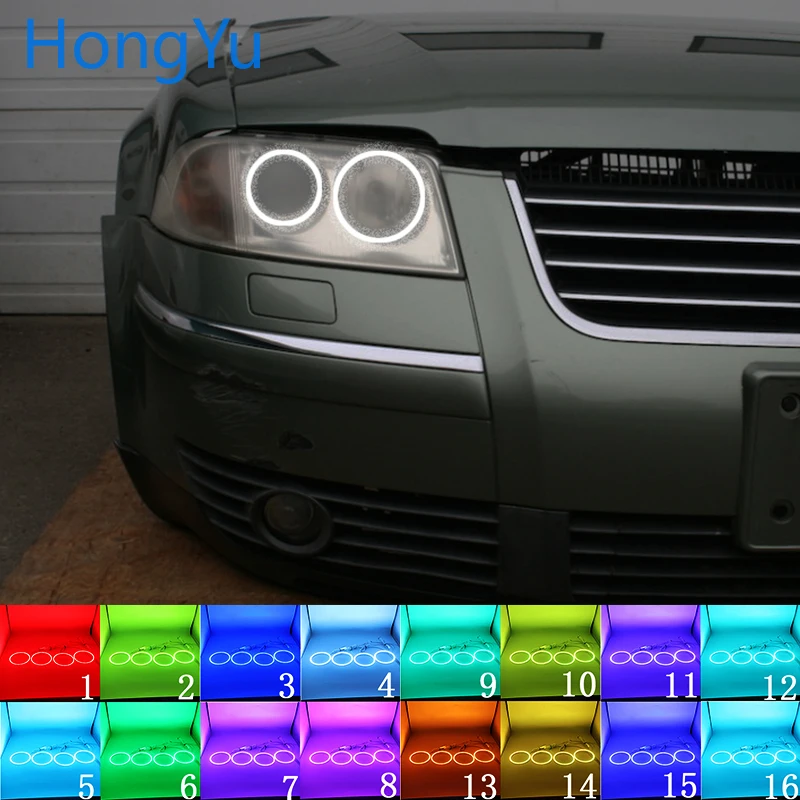 Многоцветный RGB LED Angel Eyes Halo Ring Eye DRL RF пульт дистанционного управления для Volkswagen VW