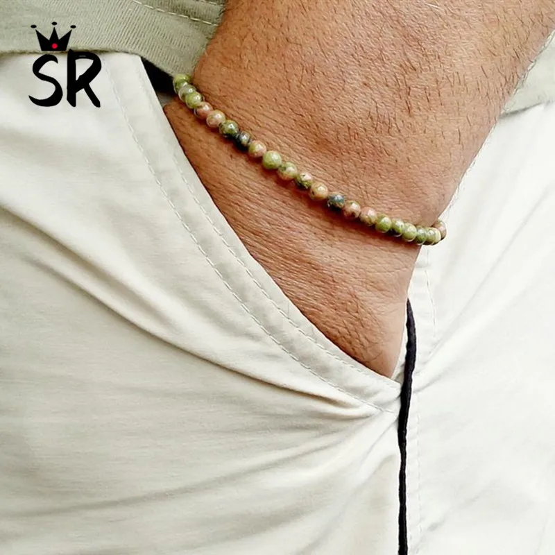 4 мм зеленый браслет из унакита натуральный камень бусины мини энергетический