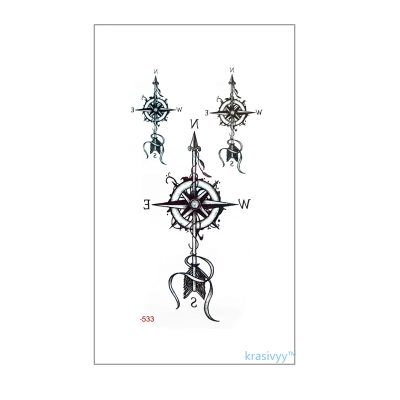 2017 новое поступление водонепроницаемая Временная тату наклейка черный компас