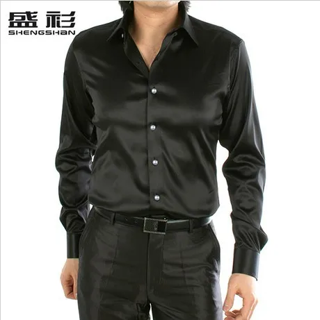 Black long sleeve silk shirt Clearance