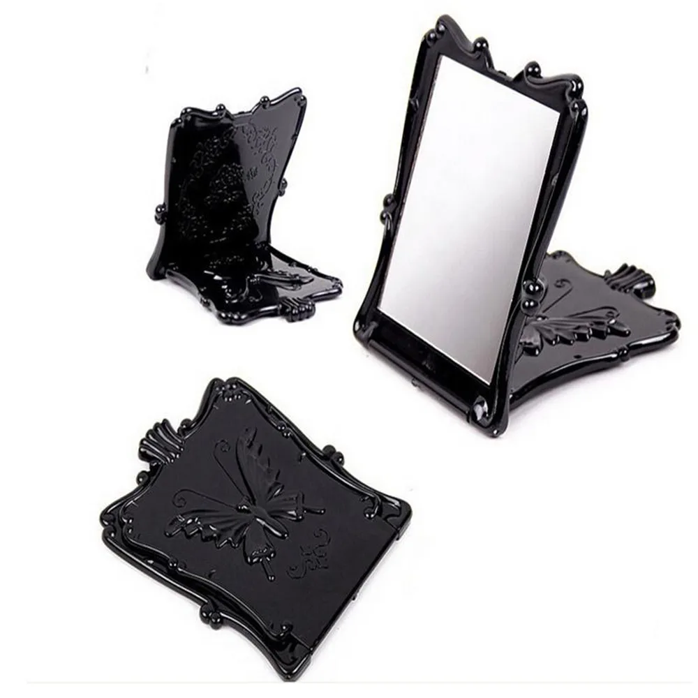 

1 PC Women Portable Black Butterfly Rose Makeup Mirrors Lady Cosmetic Elegant Compact Makeup Stationeries Gift