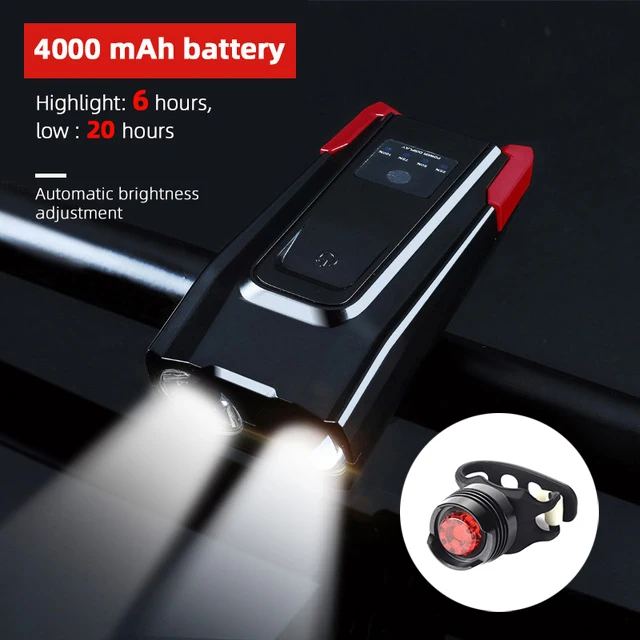 4000 red rear 4000 Mah Bicycle Light 800 Lumen Bike Light Built in Battery USB Charge Smart Induction Cycling Light Waterproof Bike Accessory - Цвет: 4000 red rear