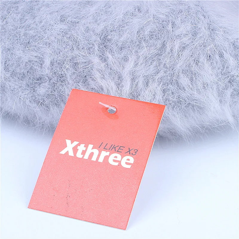 Xthree, зима-осень, женский берет из кроличьего меха, шапка для девочки, вязаная шапка, одноцветная, модная, для женщин, boina