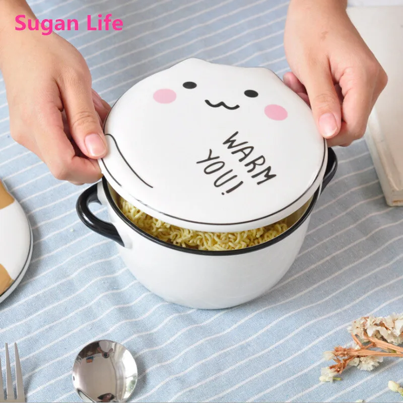 Японская кавайная мультяшная керамическая коробка для завтрака Sugan Life Круглый