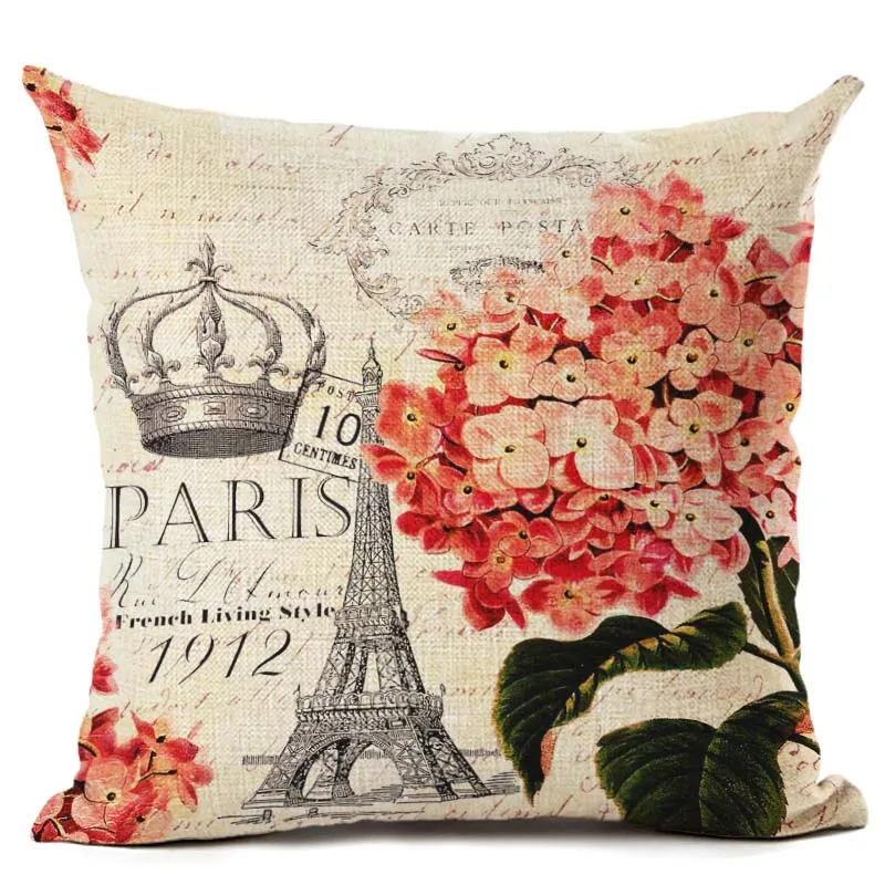 Диванная подушка с принтом Эйфелевой башни хлопковое постельное бельё