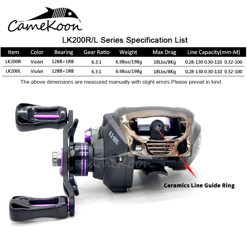CAMEKOON LK200 Низкопрофильная Рыболовная катушка для приманки 12 + 1 подшипника