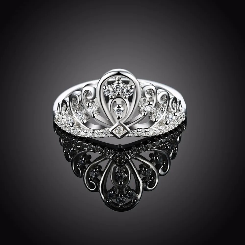 Vemany 925 серебро кольцо Корона Дизайн Обручение крошечный циркон украшения для Для