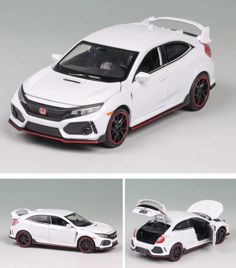 1/32 сплав Honda Civic Тип R Honda Модель игрушечных автомобилей литой металлический подвесной светильник звуковая Функция автомобиль коллекция игрушек автомобиль