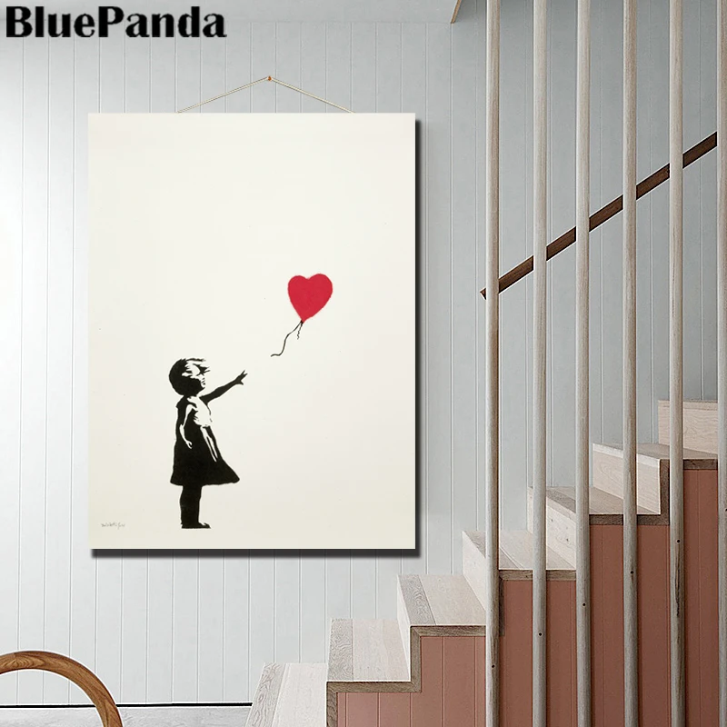 Картина из холста с изображением маленькой девочки и воздушного шара для