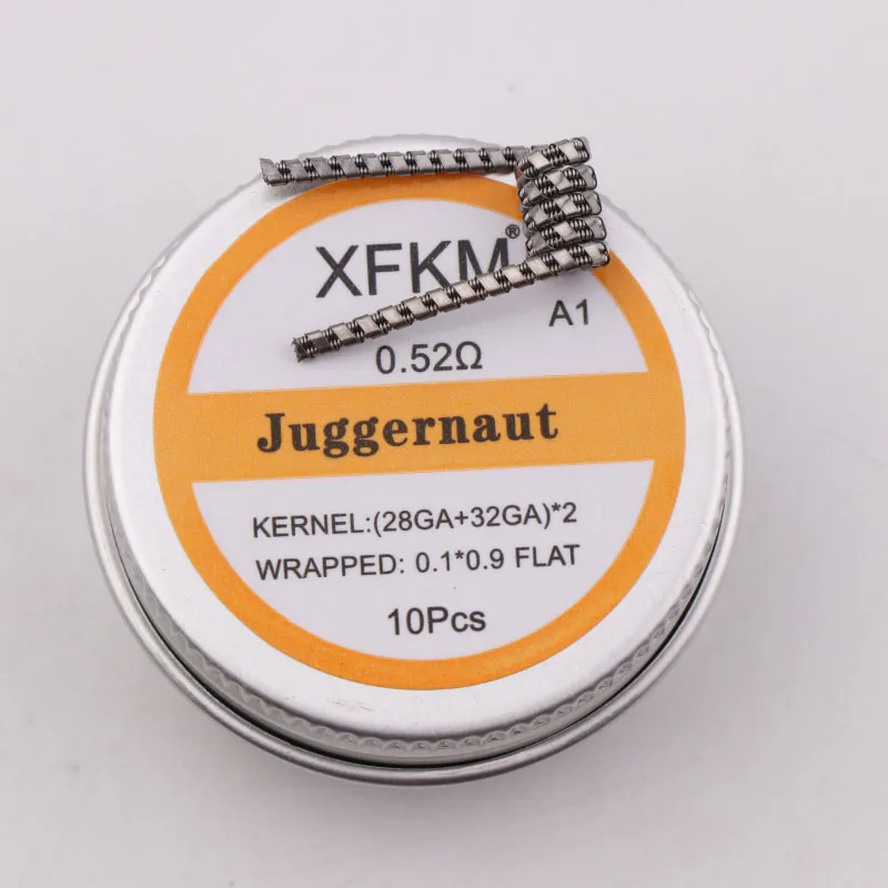 XFKM 10 шт. готовые катушки наполовину шахматный плавленый Clapton катушки 0.27ohm 32GA нагревательный провод для RDA RBA DIY Атомайзер - Цвет: juggernaut-a1-10