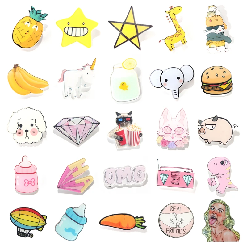 1 шт. розовые цветные значки Kawaii акриловые с мультяшным рисунком украшение для