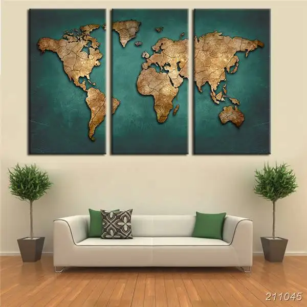 Карта мира холст настенная живопись Домашний декор Винтаж большой печати