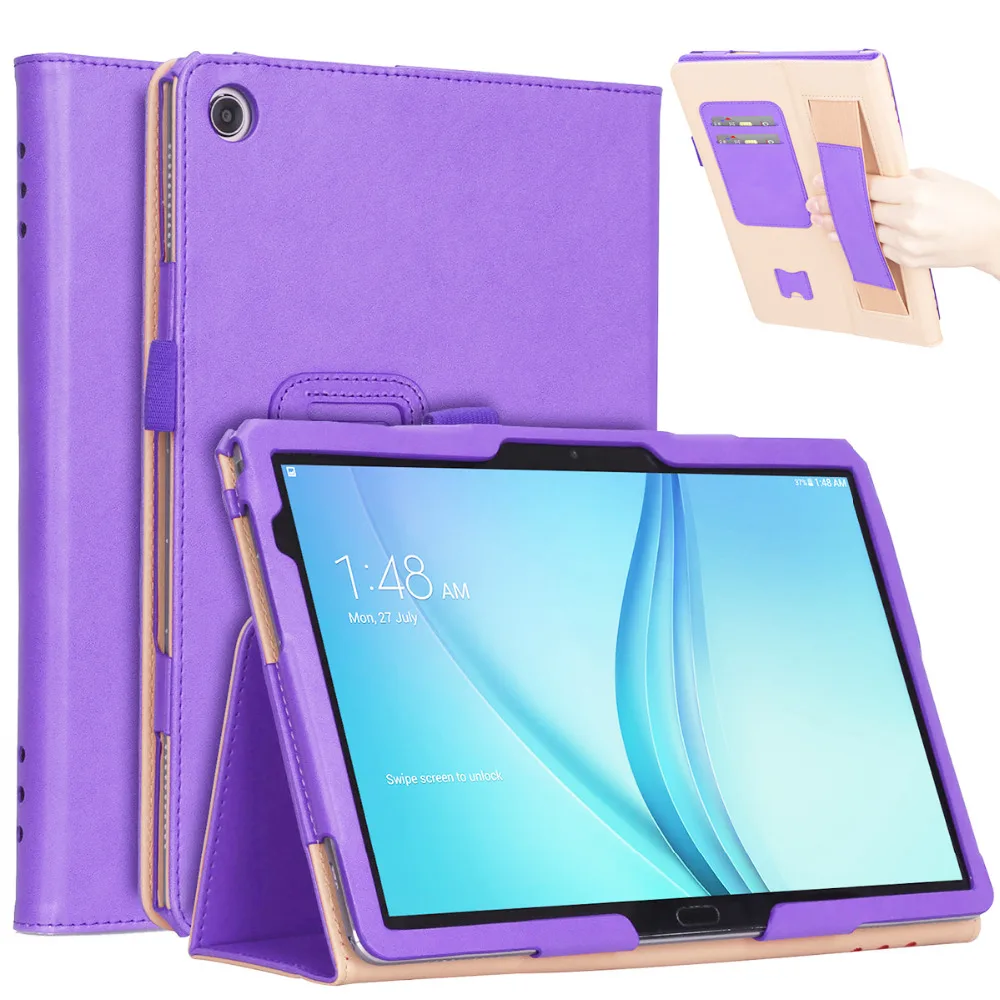 Cowhide Hand Strap Leather Magnet Smart Cover Card Stand Funda Case For Huawei MediaPad M5 Lite 10 BAH2-W19/L09/W09 + Film Pen | Компьютеры
