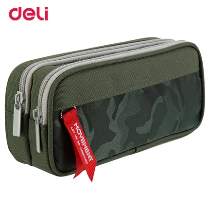 66764green Deli качество 4 цвета многофункциональный большой холщовый Карандаш сумка для школы Студенческие принадлежности офисные канцелярские принадлежности камуфляж детский Карандаш Чехол - Цвет: 66764green