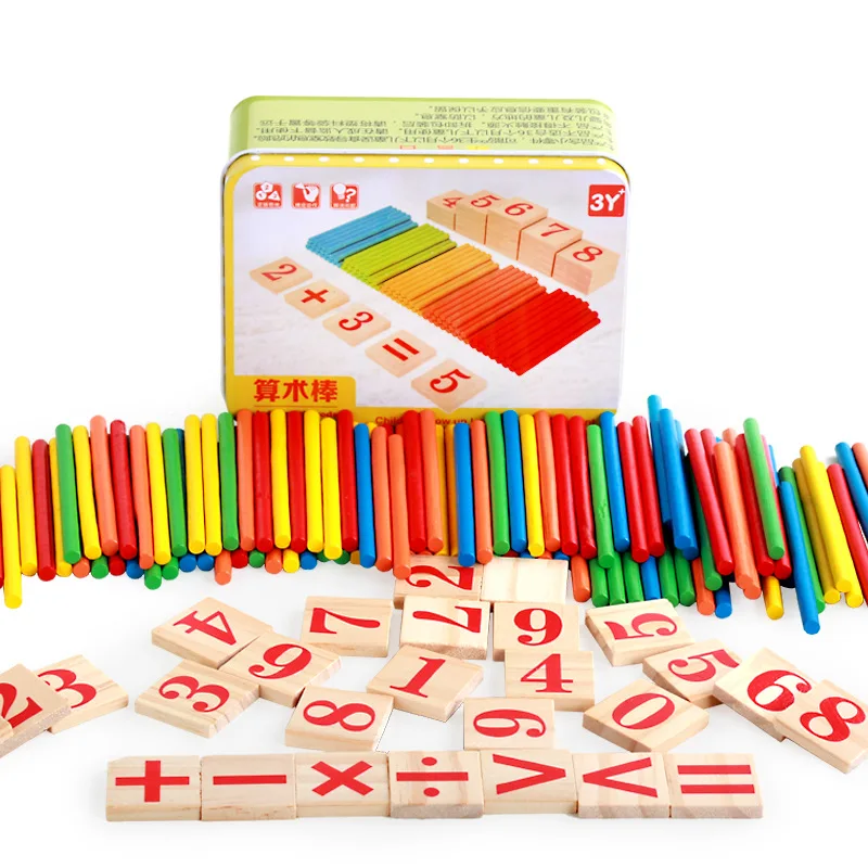 Деревянные игрушки материалы montessori деревянные игрушечные счеты подсчет палки