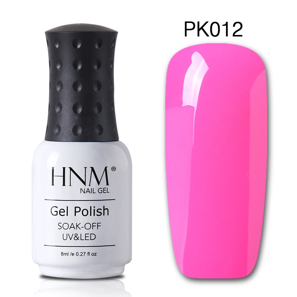 pink 012 HNM 8 мл Гель-лак для ногтей Чистый Розовый Цвет замачиваемый УФ светодиодный лак для нейл-арта Полупостоянный Гибридный Гель-лак базовое верхнее покрытие - Цвет: pink 012