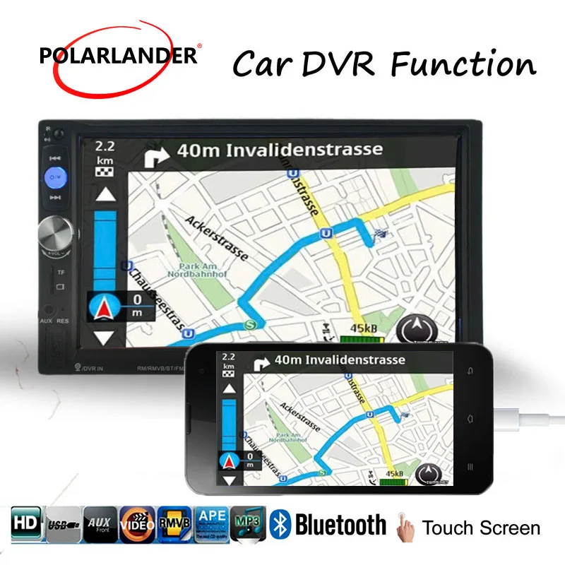 7 &quot2 Din Автомобильный MP4 плеер Bluetooth Радио Automagnitol DVR вход Сенсорный Экран Зеркало