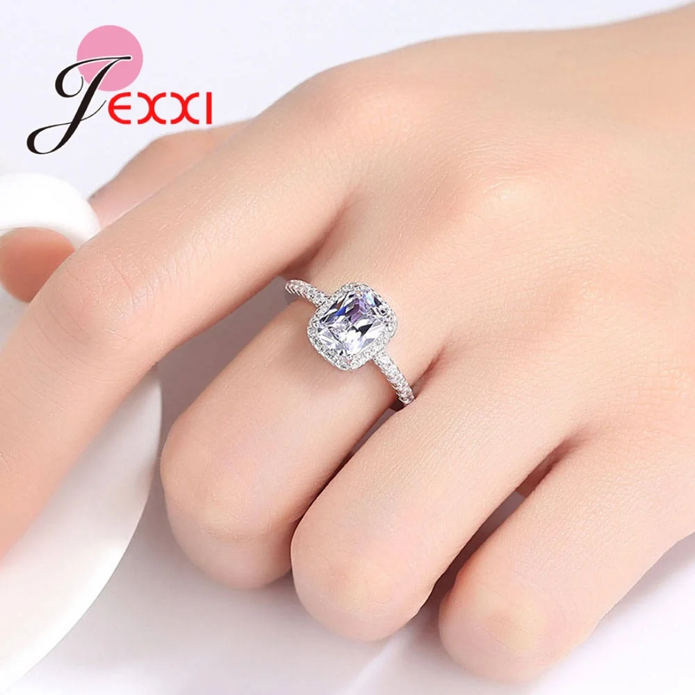 

Big Promotion Clear Cubic Zirconia High Quality 925 Sterling Silver Women Female Wedding Engagement Finger Rings Crystal Jewelry