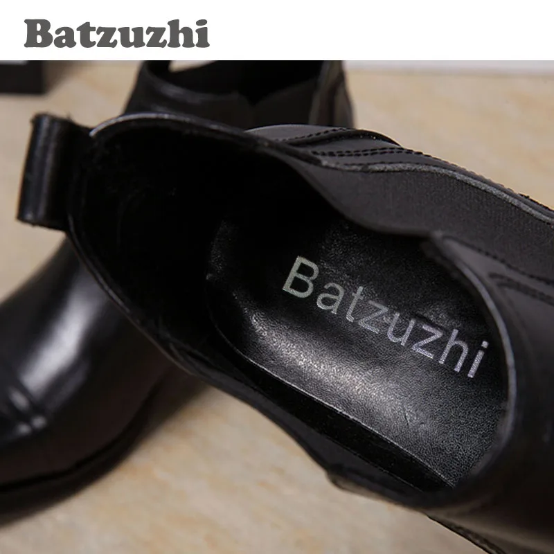 Мужские ботинки Batzuzhi на каблуке 6 5 см черные ботильоны мужские деловые свадебные