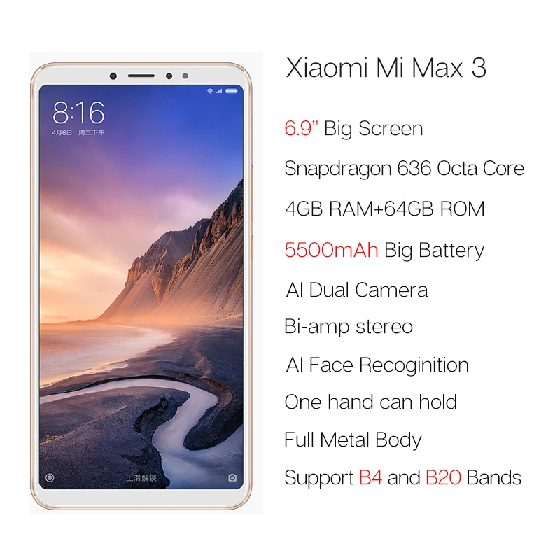 Глобальная версия Xiaomi mi Max 3 4 Гб 64 мобильный телефон 6 9 ''полный экран
