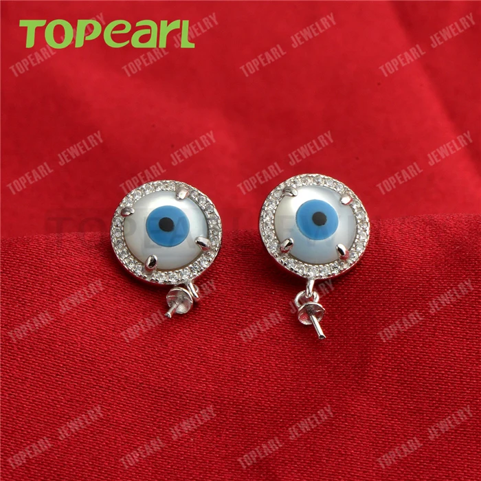 9EM150 ювелирные изделия Topearl 5 пар/лот 925 стерлингового серебра Devils глаз цирконовая