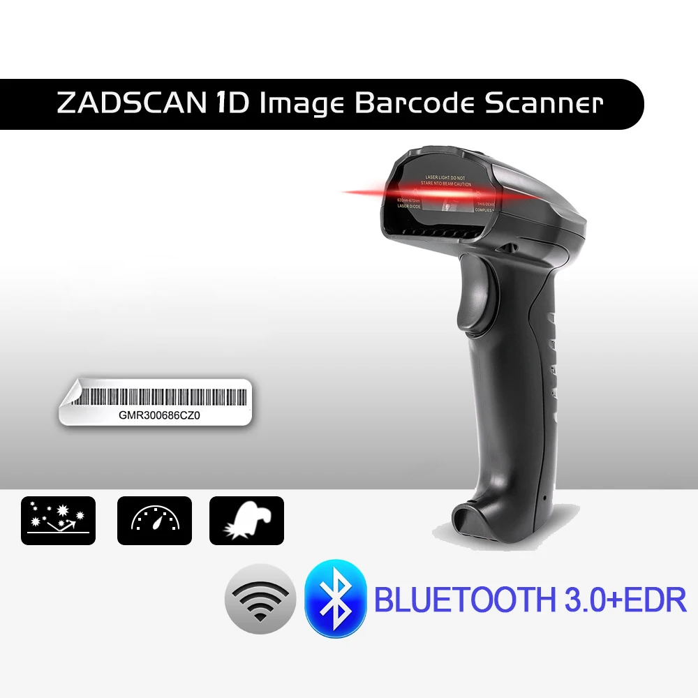 Zadscan Bluetooth 3.0 + EDR Беспроводной сканер штрих-кода ручной Штрих-Код Reader работать с