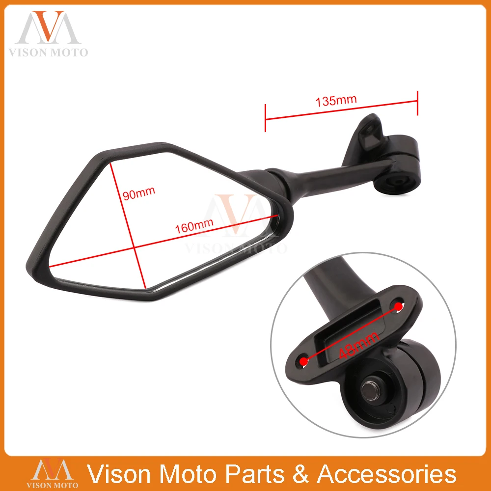 

Motorcycle Pair of Plastic Side Mirror Rearview Rear View Mirrors For Kawasaki Ninja300 Ninja 300 2013 2014 2015 2016 13-16