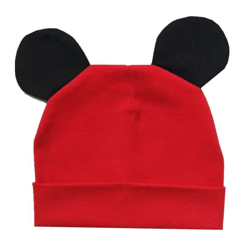 Mickey red Хлопковая детская бейсболка дети высокого качества мальчики девочки шапка Микки Beanies Colorblock детская мягкая шапка детские теплые шапочки реквизит для фотосессии - Цвет: Mickey red