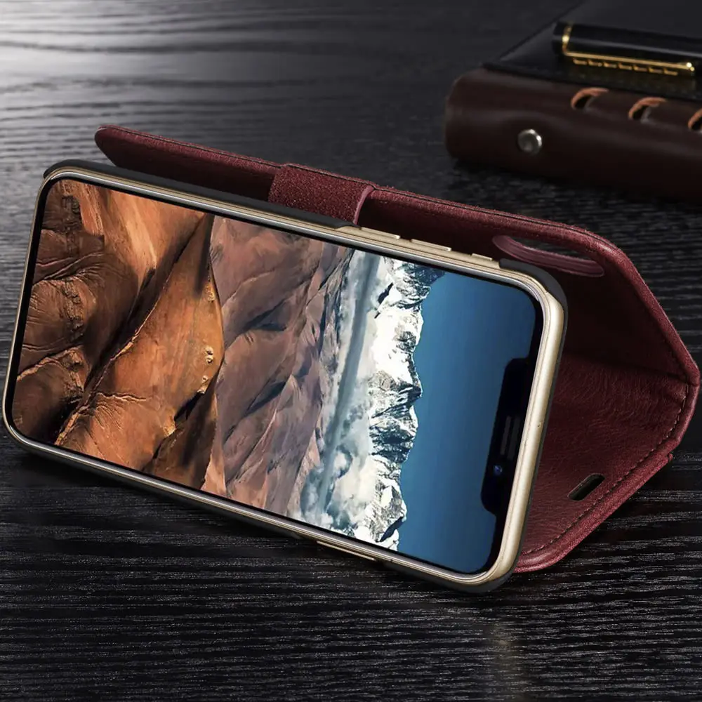 Магнитный кожаный чехол-бумажник для iPhone X, Xr, Xs, Max, флип-кошелек для iPhone 8, 7, 6 S, 6 Plus, 5, 5S, SE, 360, защитный чехол с подставкой