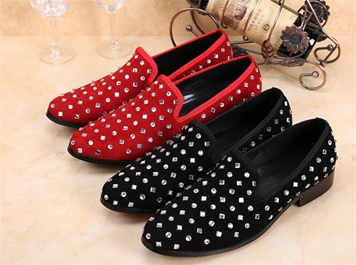 

Men's shoes British round head slp-on fashioncasual increase wedding red diamond flat shoes