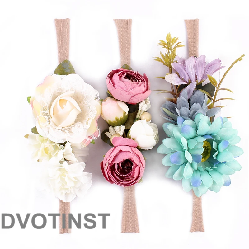 Dvotinst/реквизит для фотосъемки новорожденных; Детская повязка на голову с цветочным принтом; головной убор; повязка для волос; аксессуары для студийной фотосессии