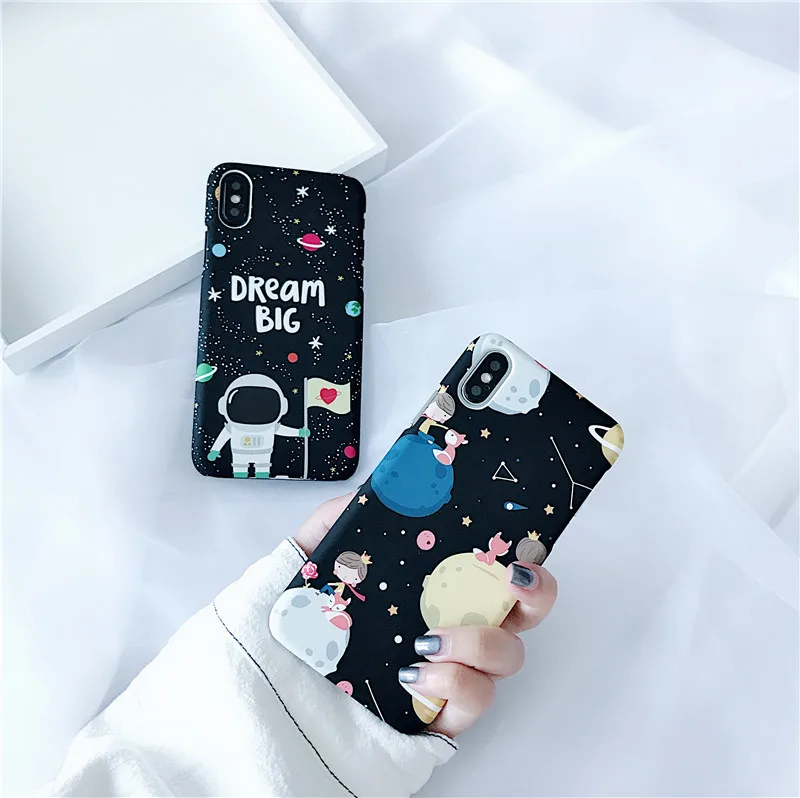 Мультфильм дирижабль, астронавт, Звезды Луна Чехол для iphone 8, 8 Plus, X XR XS Макс более жесткий чехол для телефона из поликарбоната с чехол s для iphone 7 7Plus 6 6S plus