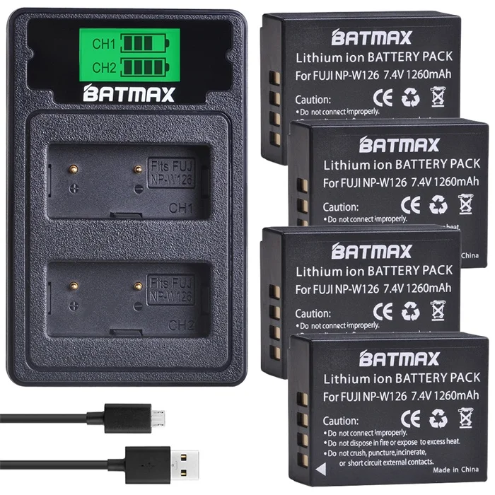 2 шт. NP-W126 NP W126 NPW126 Батарея+ ЖК-дисплей USB Зарядное устройство для ЖК-дисплея с подсветкой Fujifilm FinePix HS30EXR HS33EXR HS50EXR X-A1 X-E1 X-E2 X-M1 X-Pro 1 - Цвет: 4 Battery set