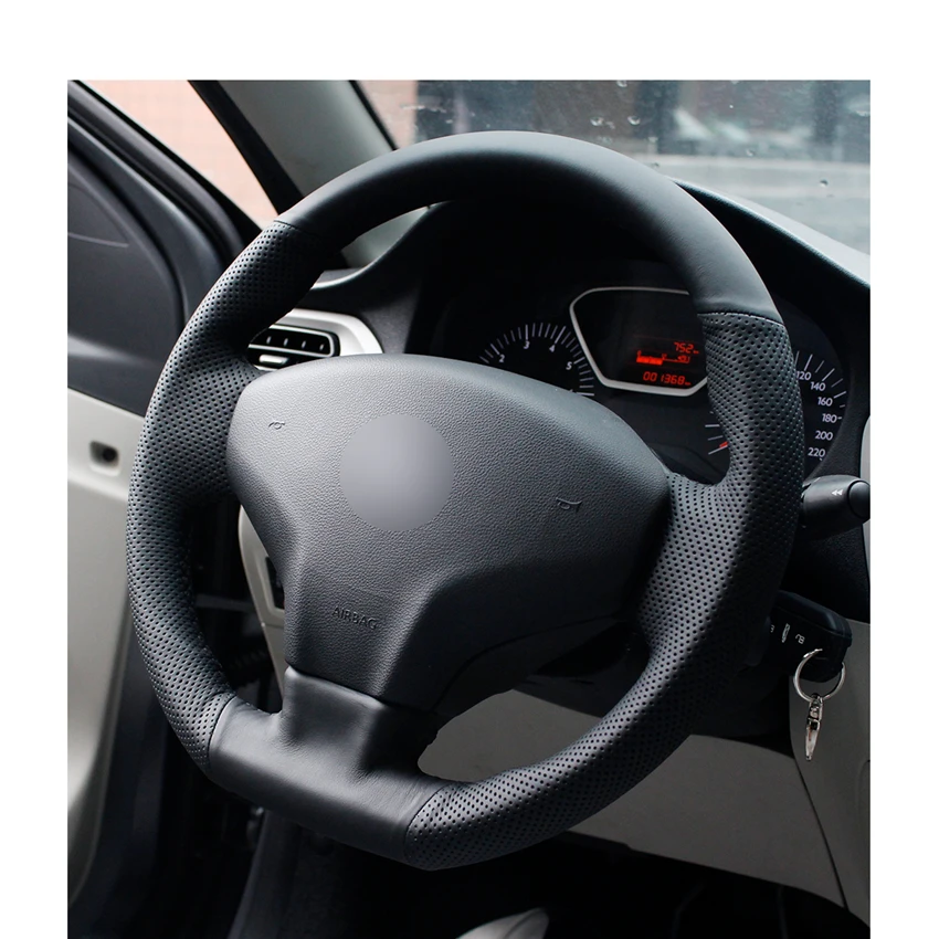 Hand-stitched Black PU Artificial Leather Car Steering Wheel Covers Wrap for Citroen Elysee C-Elysee 2014 New Peugeot 301 | Автомобили и