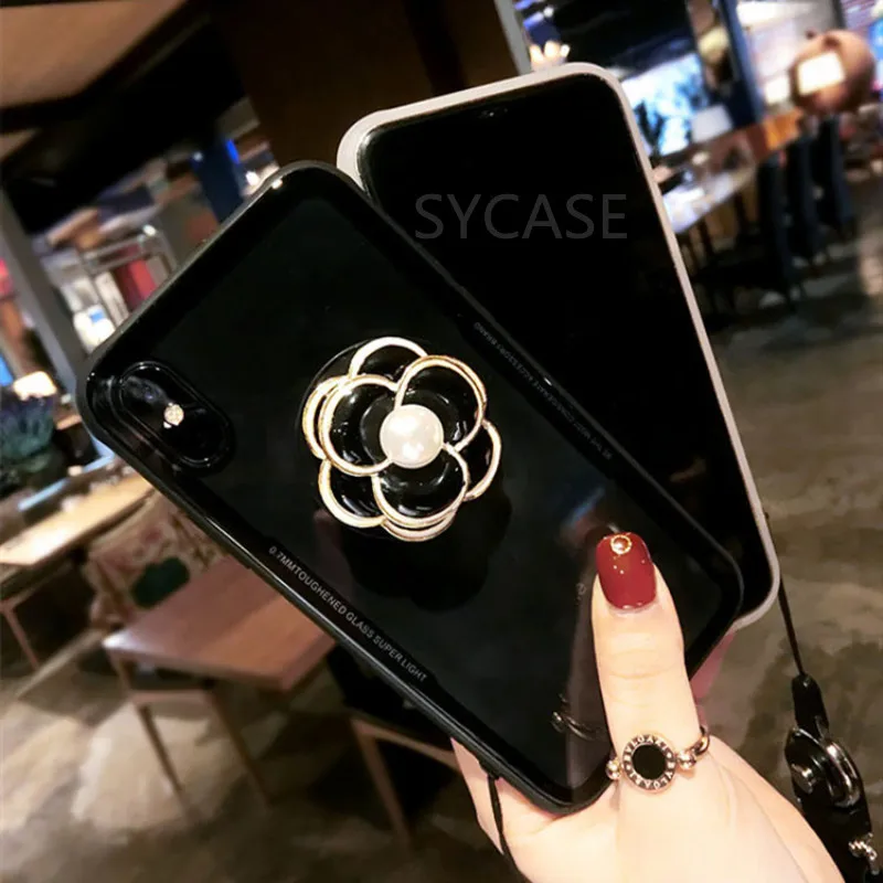 SYCASE новые роскошные кольца с камелиями прозрачная акриловая задняя чехол для iPhone