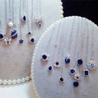 necklace pendants for women chain created sapphire gemstone fine jewelry simple pendant blue colar 100 handmade torque gift