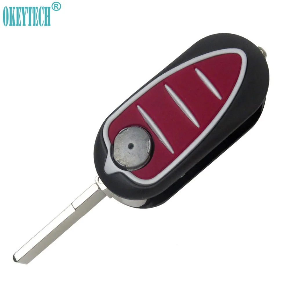 

OkeyTech 3 Buttons Flip Remote Car Key Shell with Cover Case Fob For Alfa Romeo Mito Giulietta 159 GTA keyless cover case