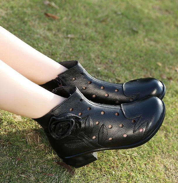 

Fashion New Womens Ankle Boots Casual Leather Shoes Soft Breathable Flats High Tops Lady aa0536