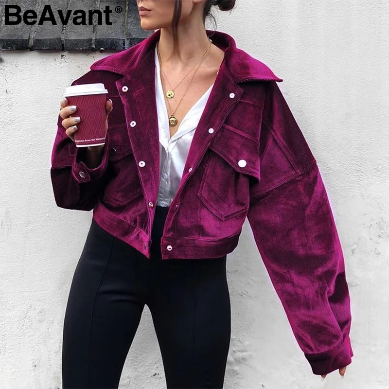 BeAvant вельветовые однобортный фиолетовый куртки 2018 High street куртка клуба пальто для