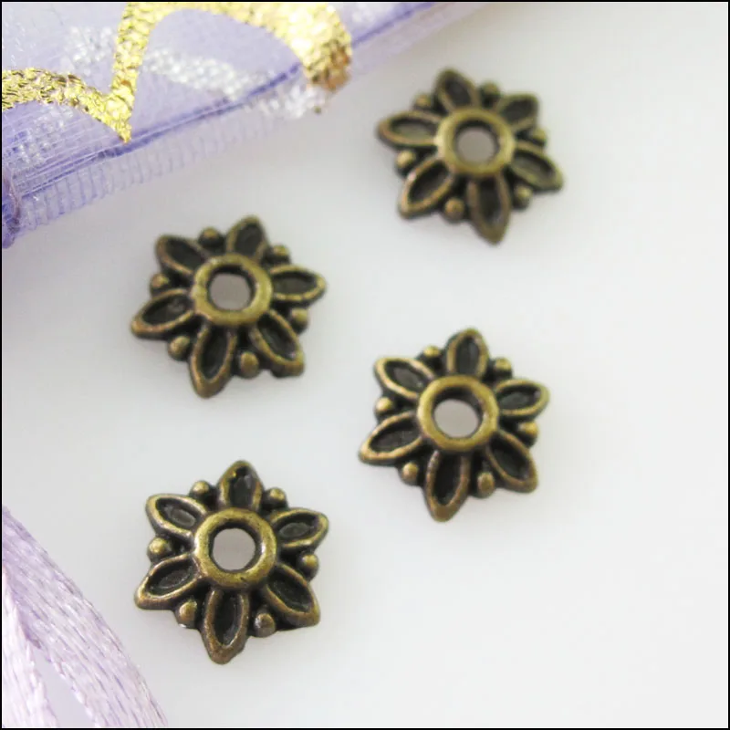 Новый 150 шт. состаренная бронза Цвет с мелким цветочным рисунком конец биссерных