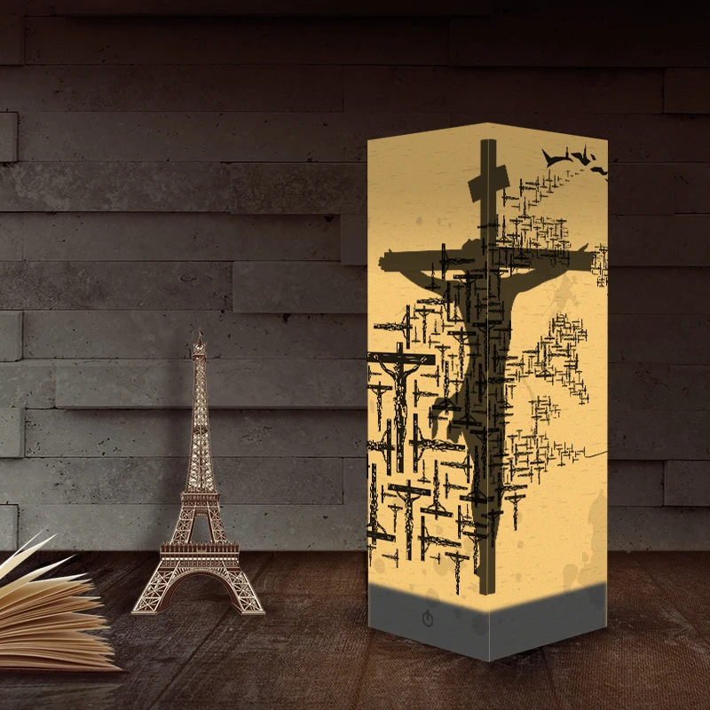 USB Новинка светодиодный ночник jesu cross christiana 3D бумажный фонарь Luminaria подарки для христианских религиозных католиков