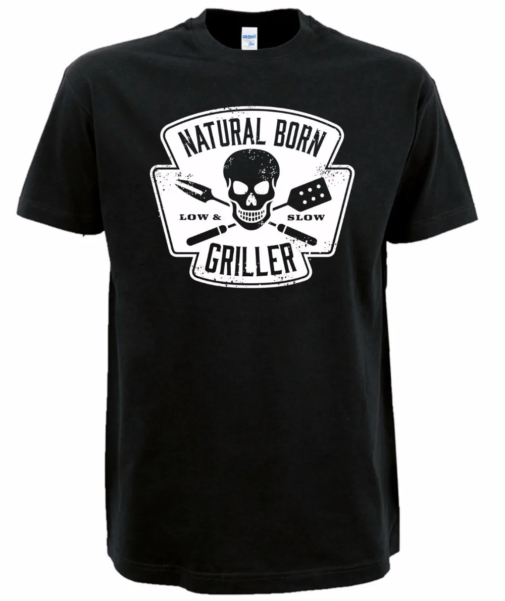

Summer 2018 Short Sleeve Plus Size Sleeve Tops T-Shirt Homme Natural Born Griller Top Tee 100% Cotton Shirt