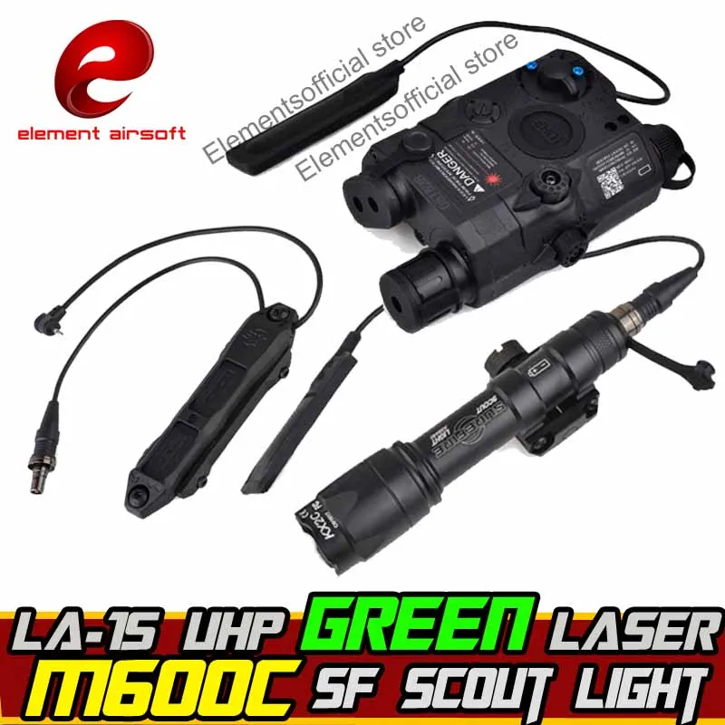 Element Airsoft surefir M600C оружейный светильник зеленый лазер IR PEQ 15 переключатель Тактический скаутский фонарик оружие лампа для охоты - Цвет: Черный