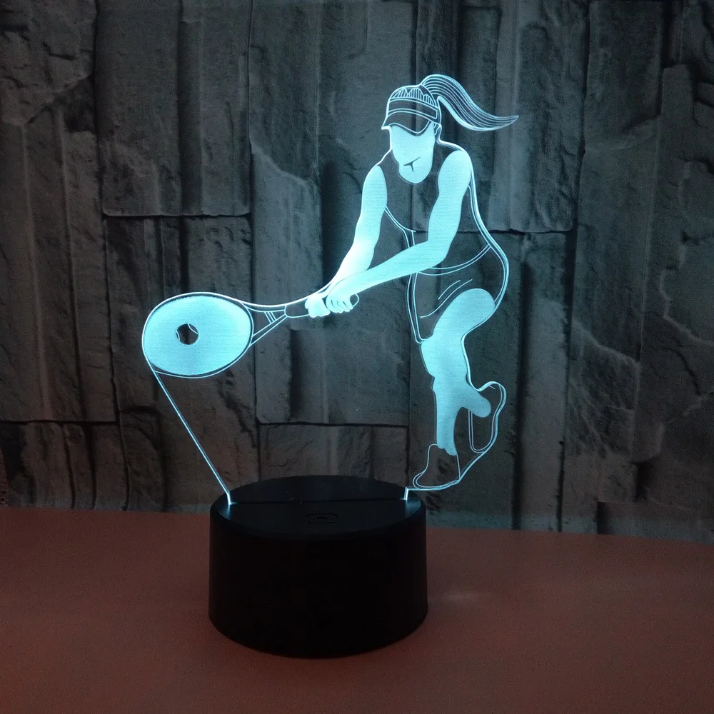 3D Теннис красочная настольная лампа Touch светодиодный стерео видения Ночник