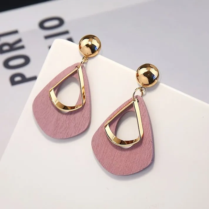 Pink EK152 горячая Распродажа винтажные женские модные серьги красный зеленый коричневый черный цвет длинные деревянные Brincos подарок на свадьбу - Окраска металла: Pink