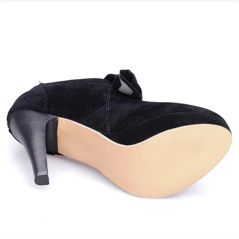 LLXF Plus:30-46 47 ladies Stiletto Spring/Autumn Bowtie Round Toe shoes woman 10cm Tacco Alto pumps da matrimonio zapatos mu | Обувь