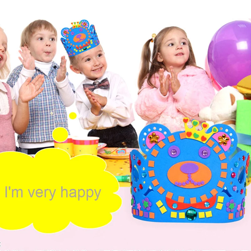YEXAHQM DIY Crown Toy 3D Puzzles For Children Enviromental-friendly EVA Handmade Craft Gifts Birthday Hat | Игрушки и хобби